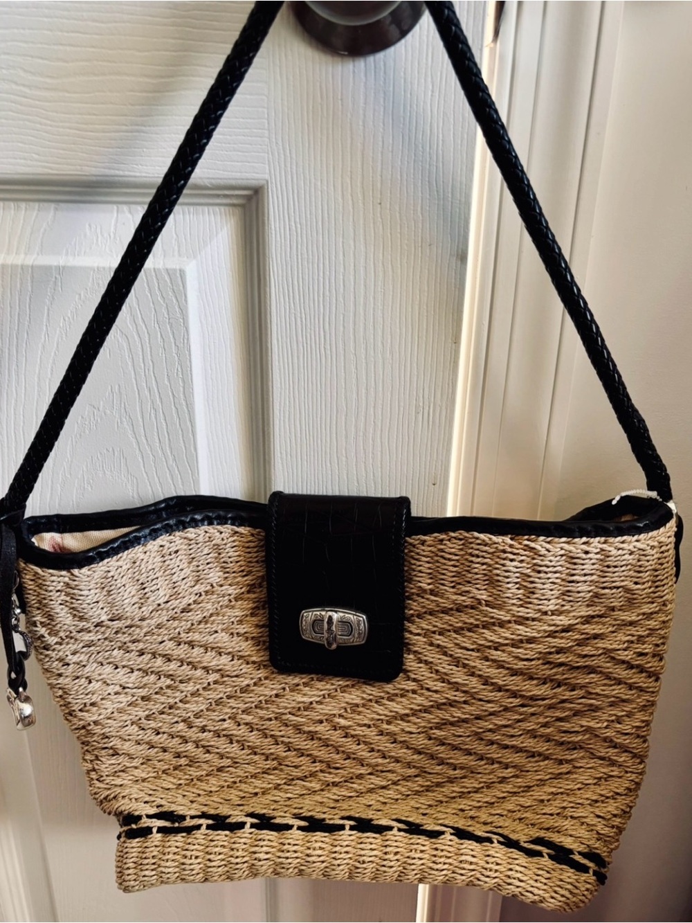 Vintage Brighton Shoulder Bag w Ornate Silver Accents & Dust Bag, Mint